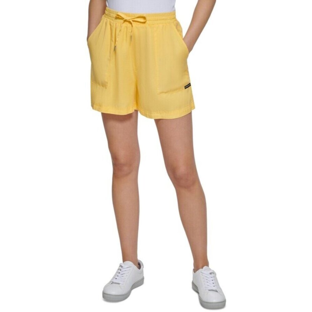 Calvin Klein Jeans High Rise Lyocell Pull On Shorts NWT Women's Small Yellow